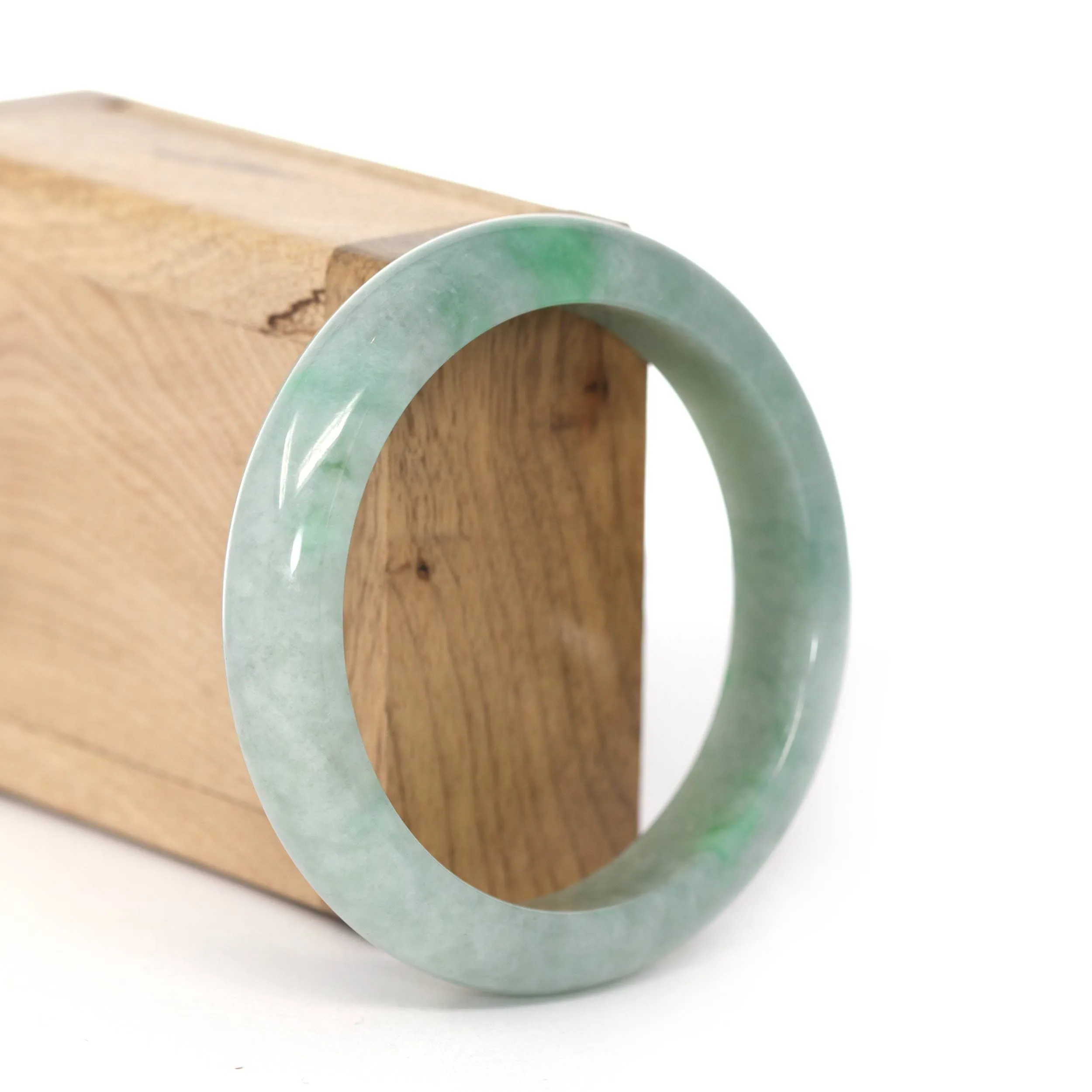 RealJade® Co. "Classic Bangle" Green Natural Burmese Jadeite Jade Bangle ( 57.95mm ) #455