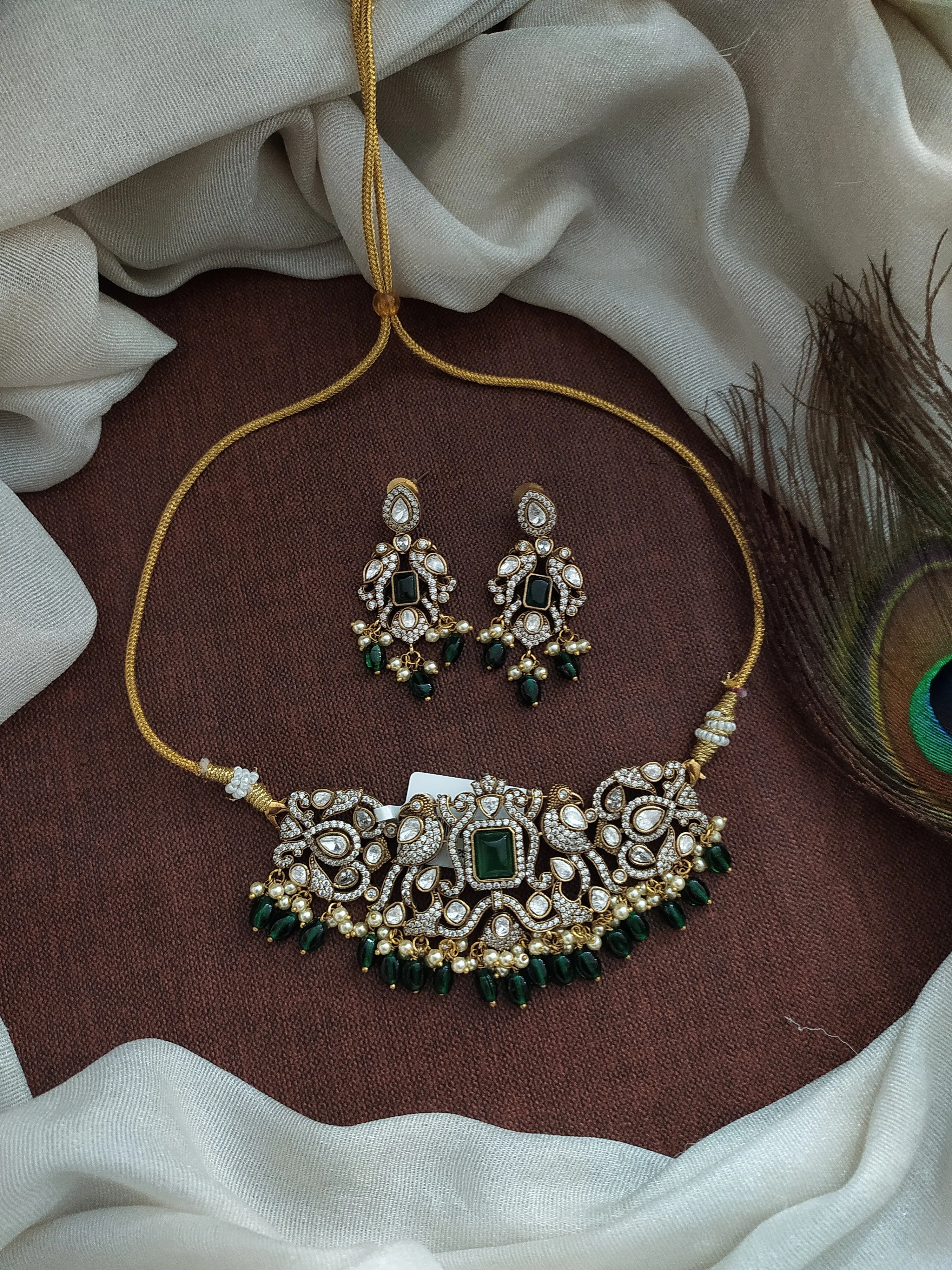 Regal Opulence Trending Victorian Choker Set with Peacocks