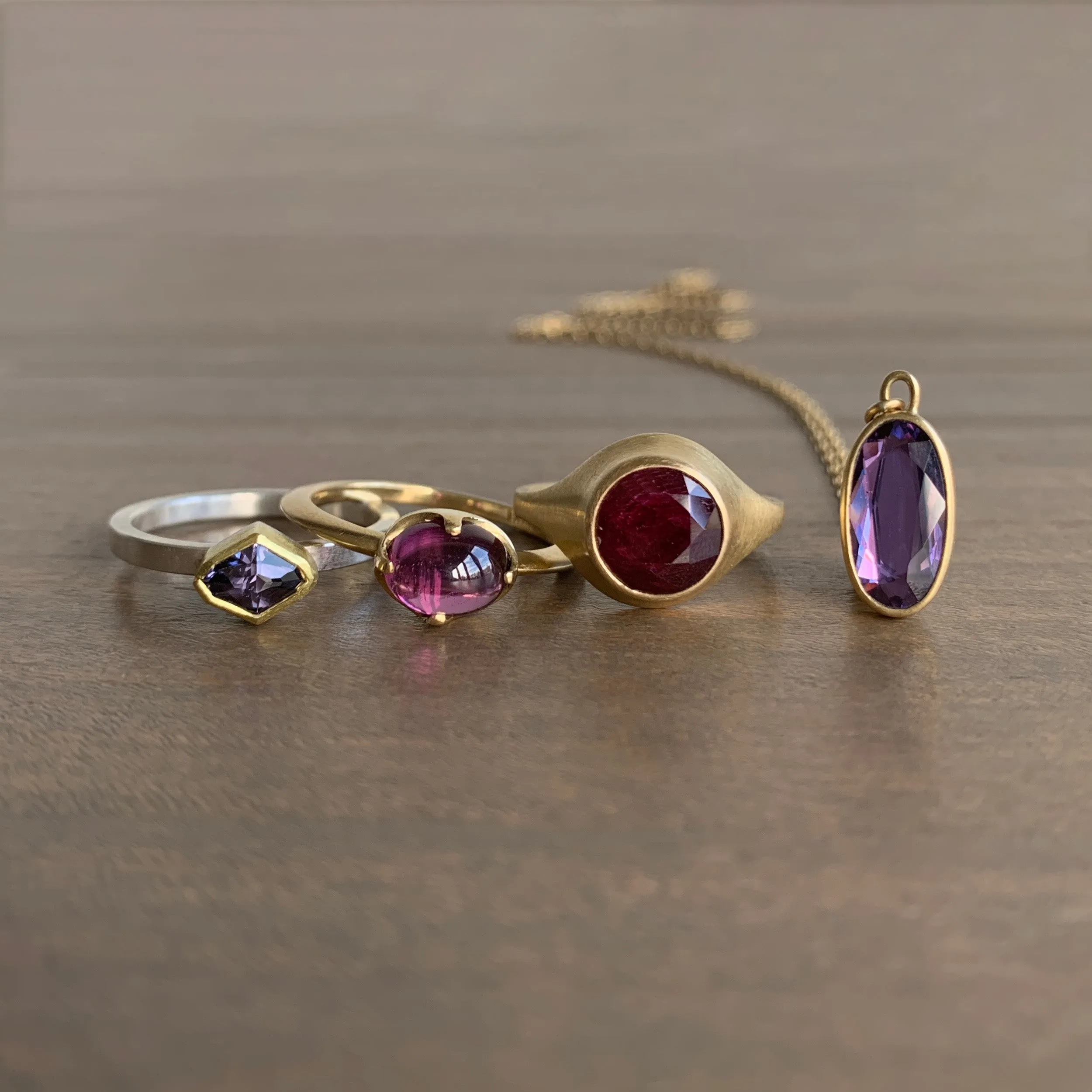 Rhodolite Garnet Claw Set Ring