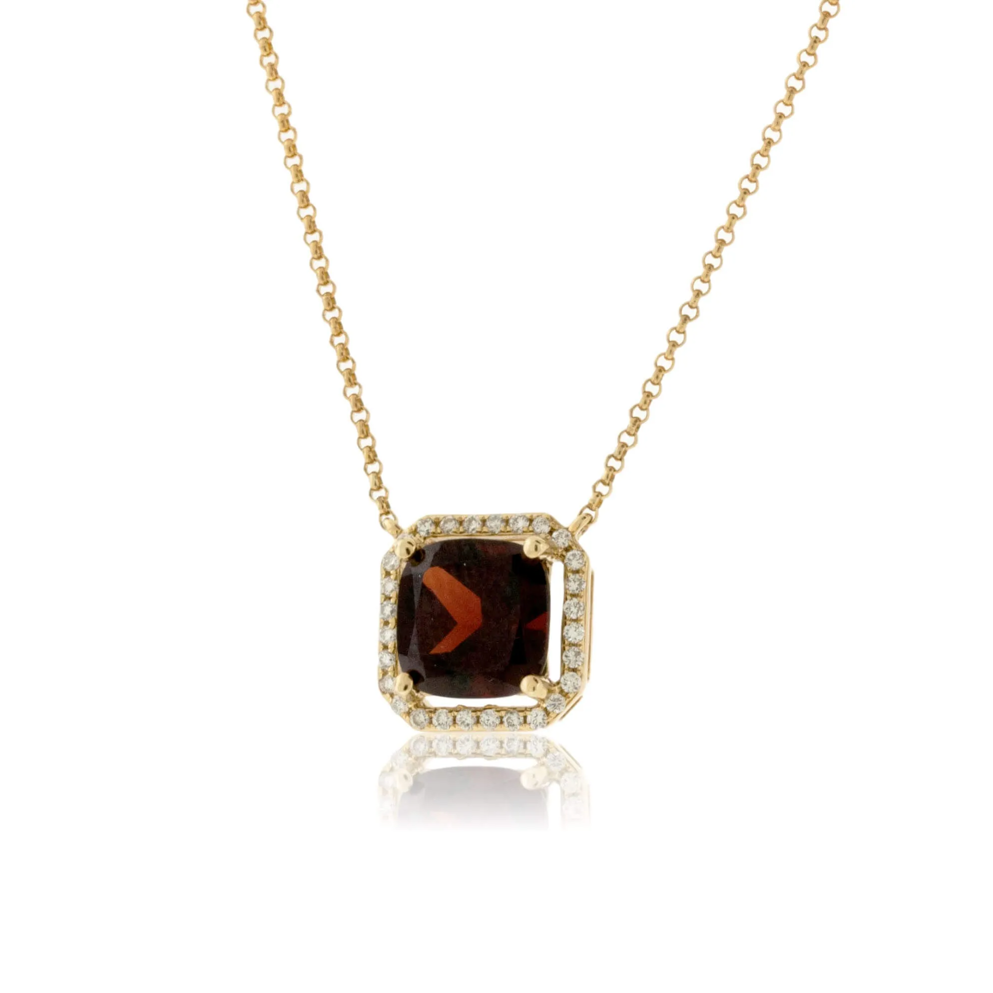 Rhodolite Garnet in Diamond Halo Pendant