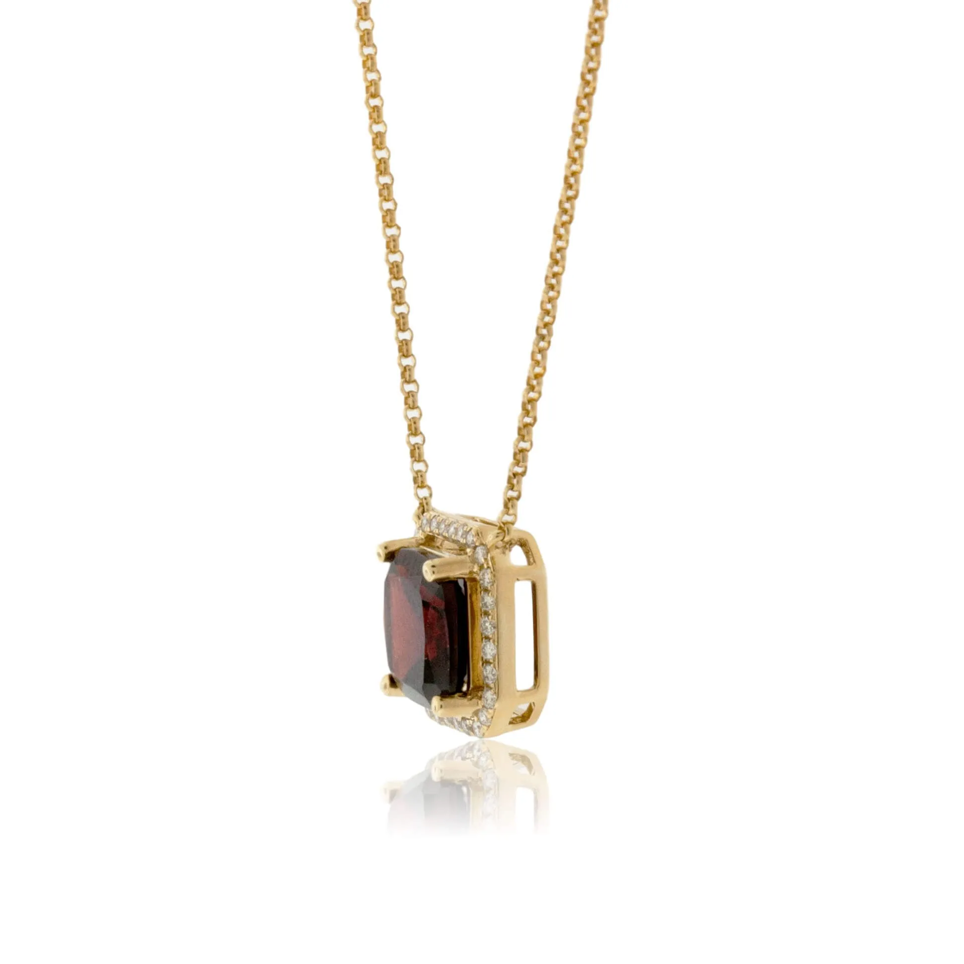 Rhodolite Garnet in Diamond Halo Pendant