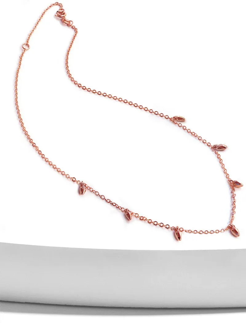 RICE Bead Chain Strand Necklace | 18K Rose Gold Over Sterling Silver