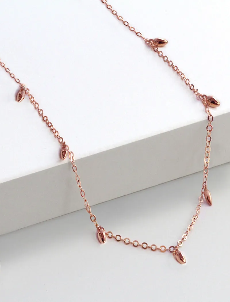 RICE Bead Chain Strand Necklace | 18K Rose Gold Over Sterling Silver