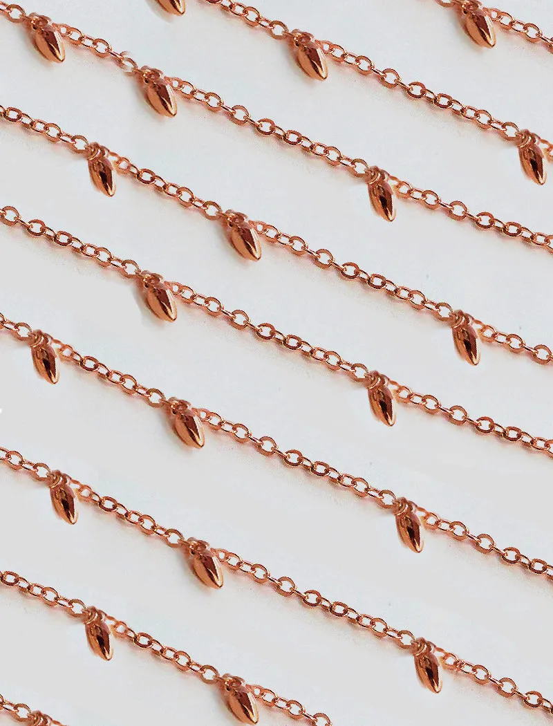 RICE Bead Chain Strand Necklace | 18K Rose Gold Over Sterling Silver