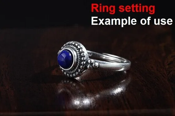 Ring Setting Blank Bezel 5.2mm 1pc 2.3g 925 Sterling Silver Adjustable for 1 Round Shape Cabochon Cameo No Prongs Wholesale Available