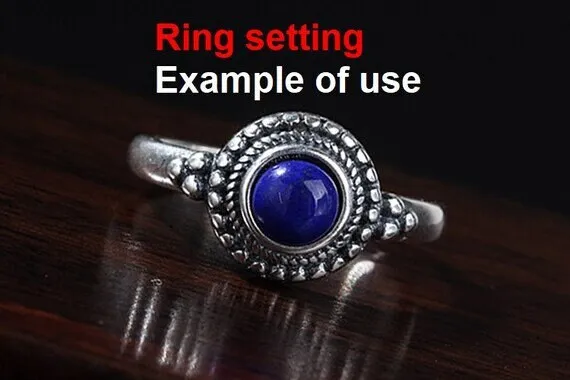 Ring Setting Blank Bezel 5.2mm 1pc 2.3g 925 Sterling Silver Adjustable for 1 Round Shape Cabochon Cameo No Prongs Wholesale Available