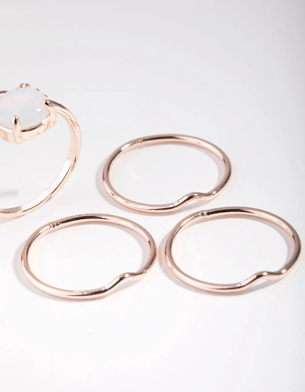 Rose Gold Plated Semi Precious Moonstone 4-Pack Rings