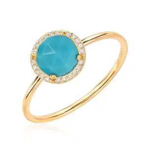 Rosie 6.0mm Turquoise and Diamond Ring