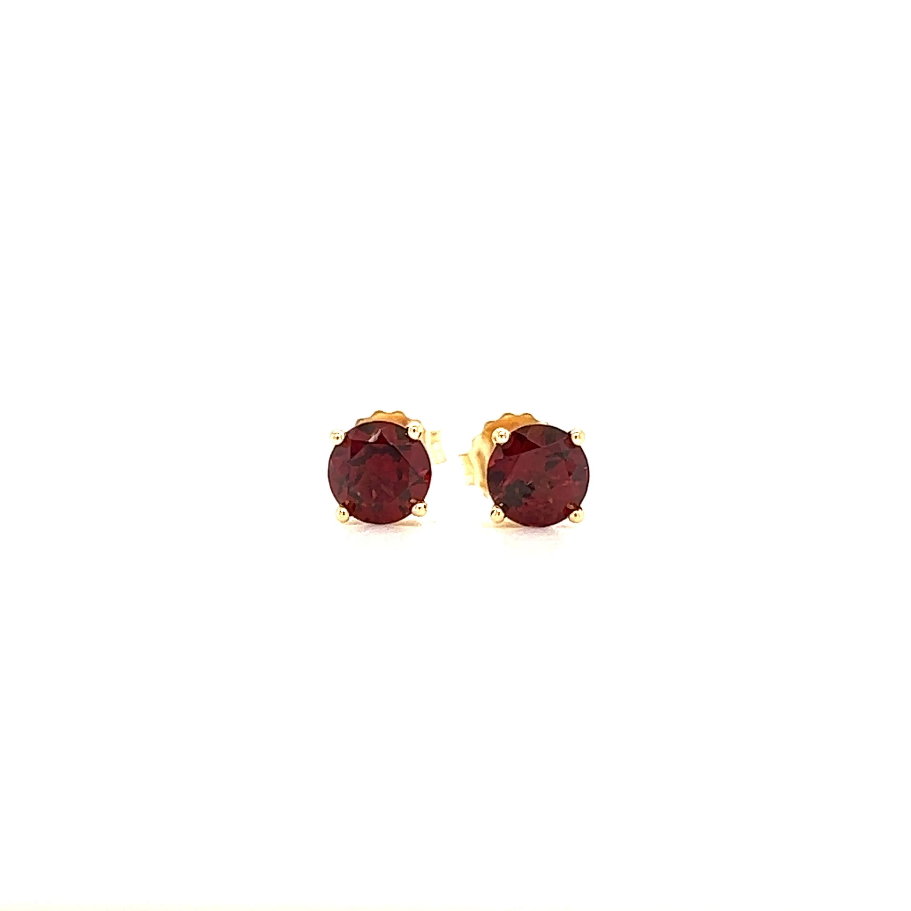 Round Garnet 5mm Stud Earrings in 14K Yellow Gold