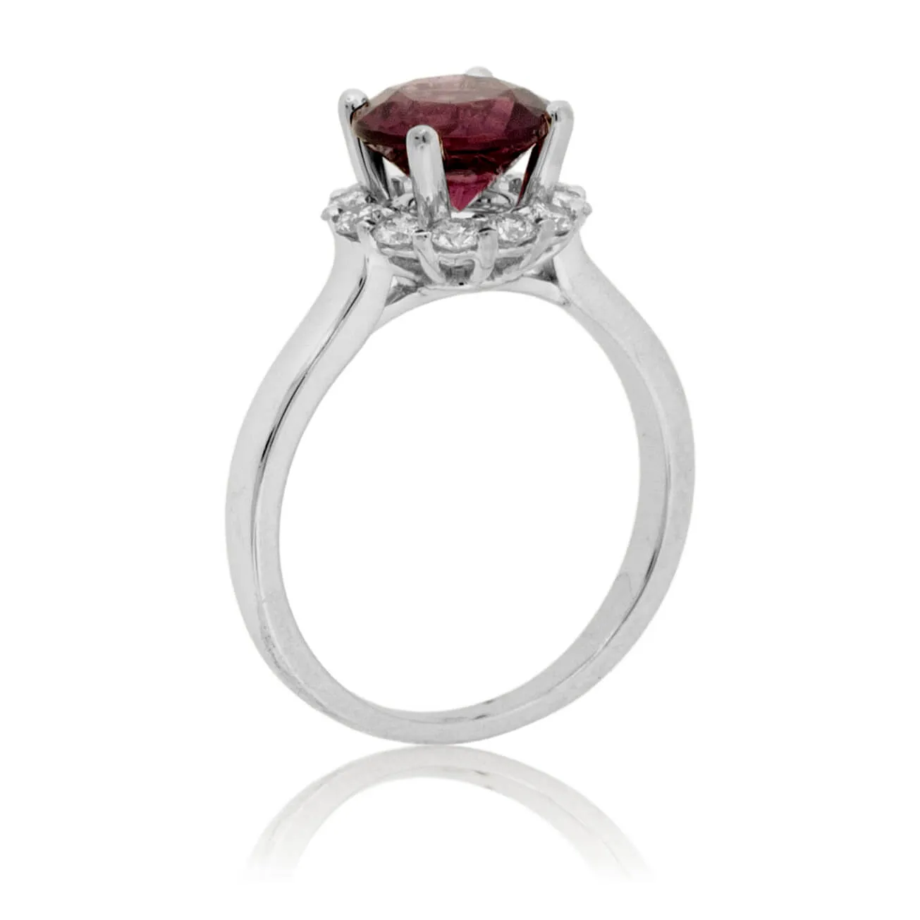 Round Garnet & Diamond Halo Ring