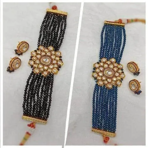 Round Kundan Patch Choker And Earring Set