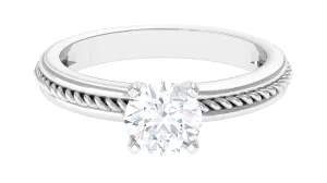 Round Lab Grown Diamond Solitaire Twisted Rope Ring