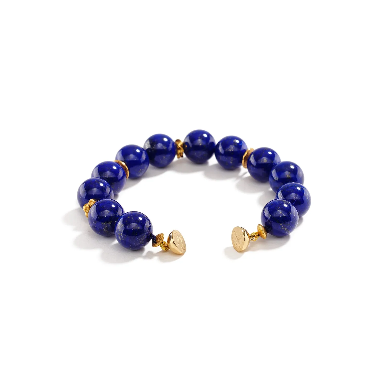 Round Lapis Lazuli and Gold Bracelet