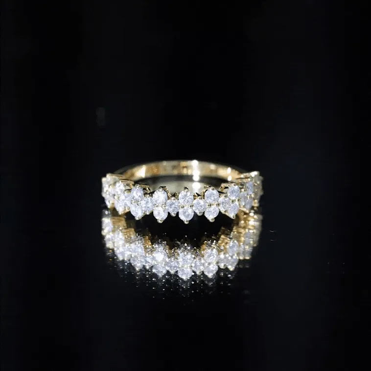 Round Moissanite Cluster Half Eternity Band Ring