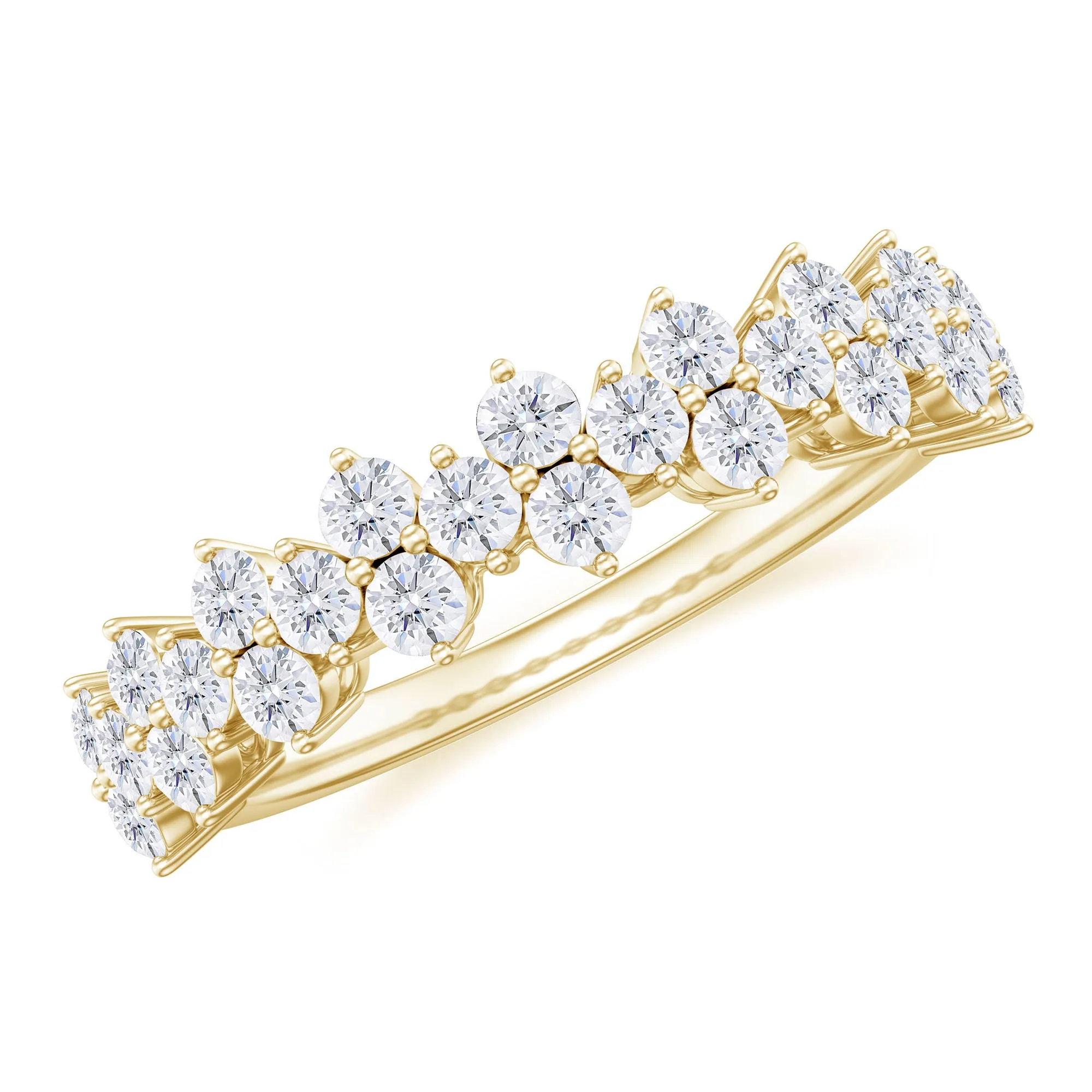 Round Moissanite Cluster Half Eternity Band Ring