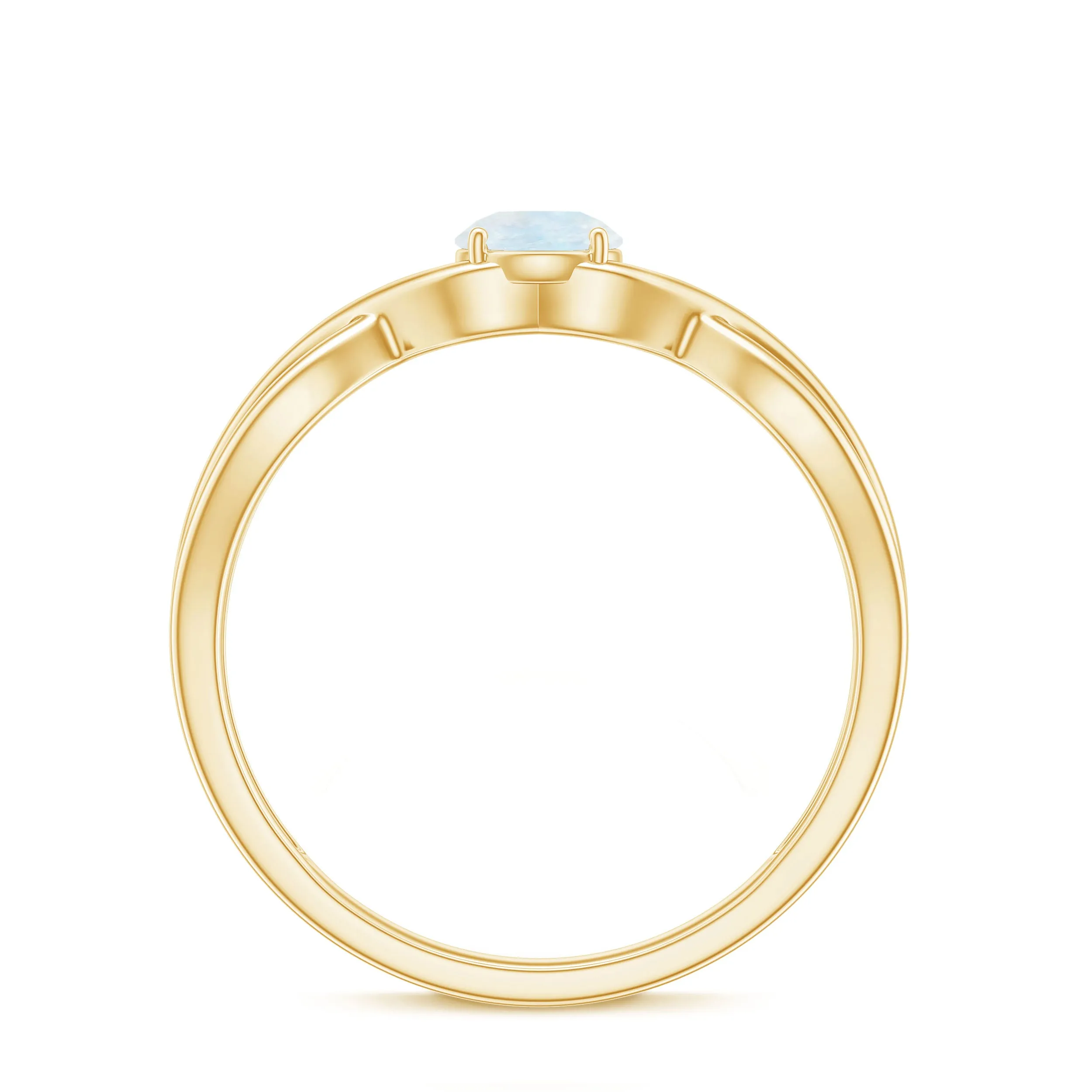 Round Moonstone Solitaire Promise Ring in Crossover Shank