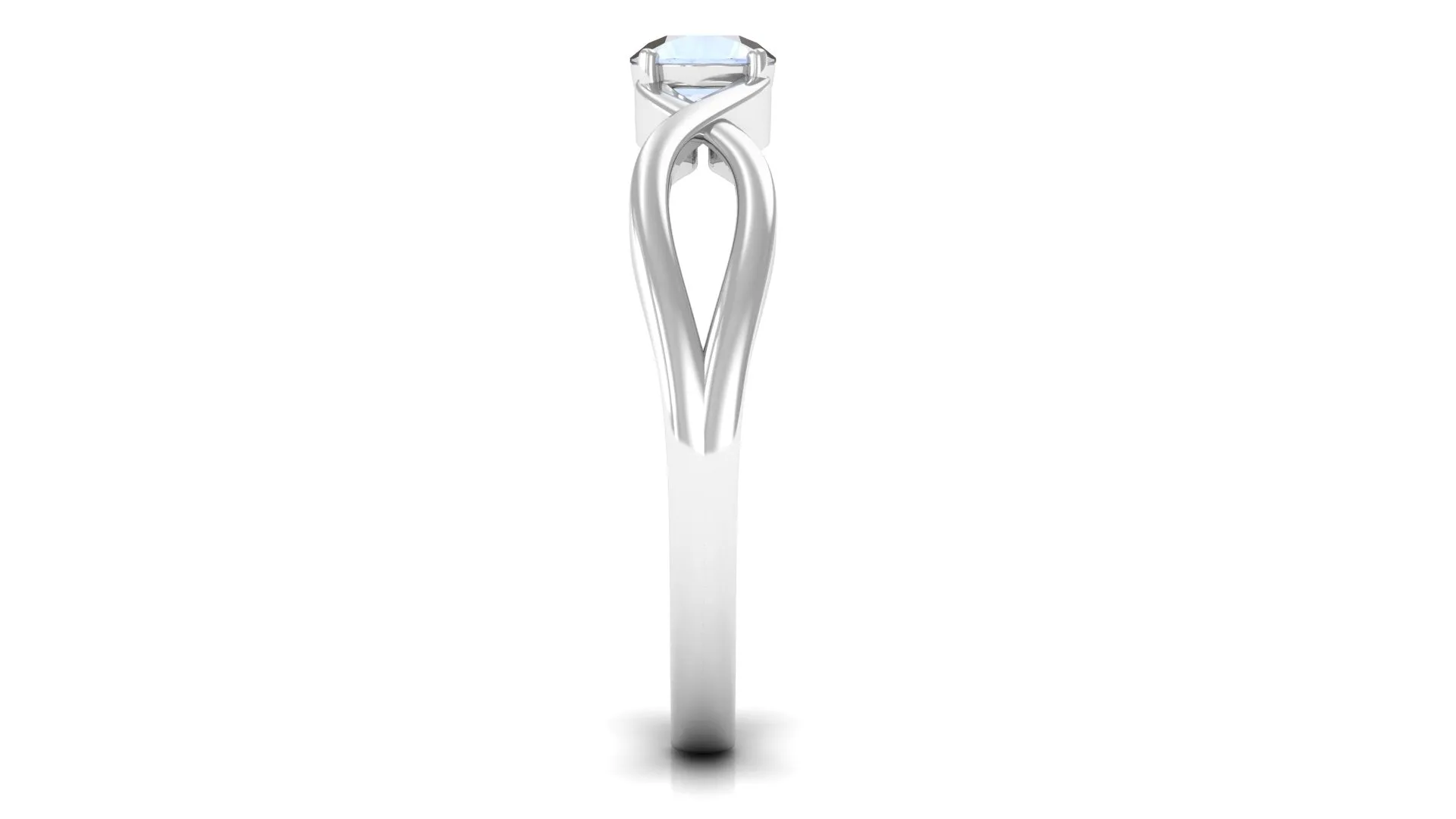 Round Moonstone Solitaire Promise Ring in Crossover Shank