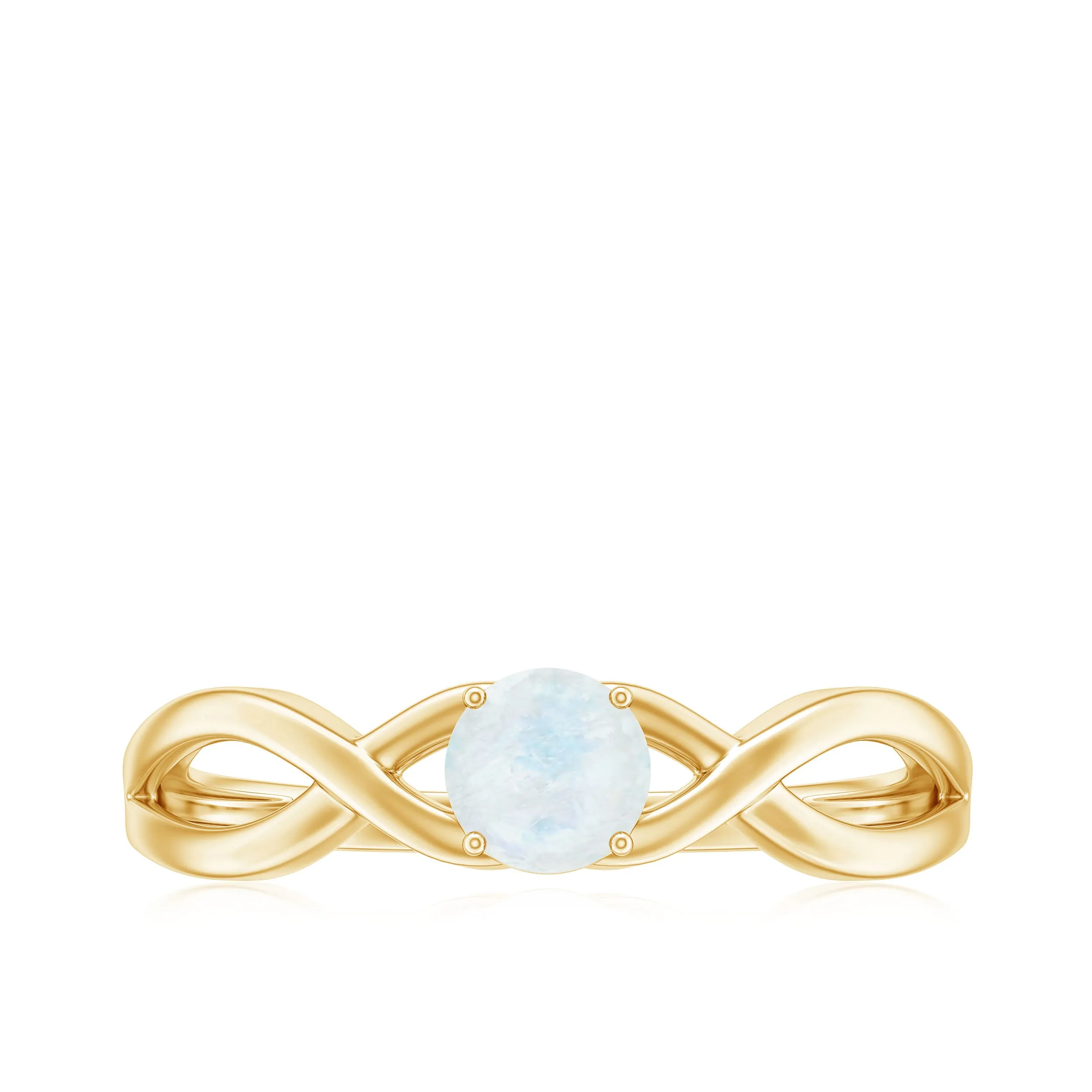 Round Moonstone Solitaire Promise Ring in Crossover Shank