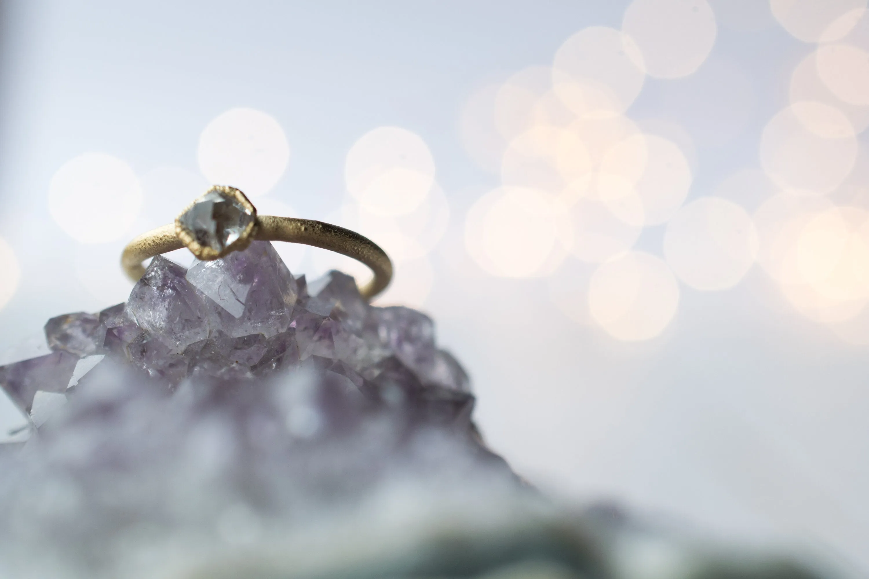 SALE Gold Crystal Ring | Herkimer diamond ring