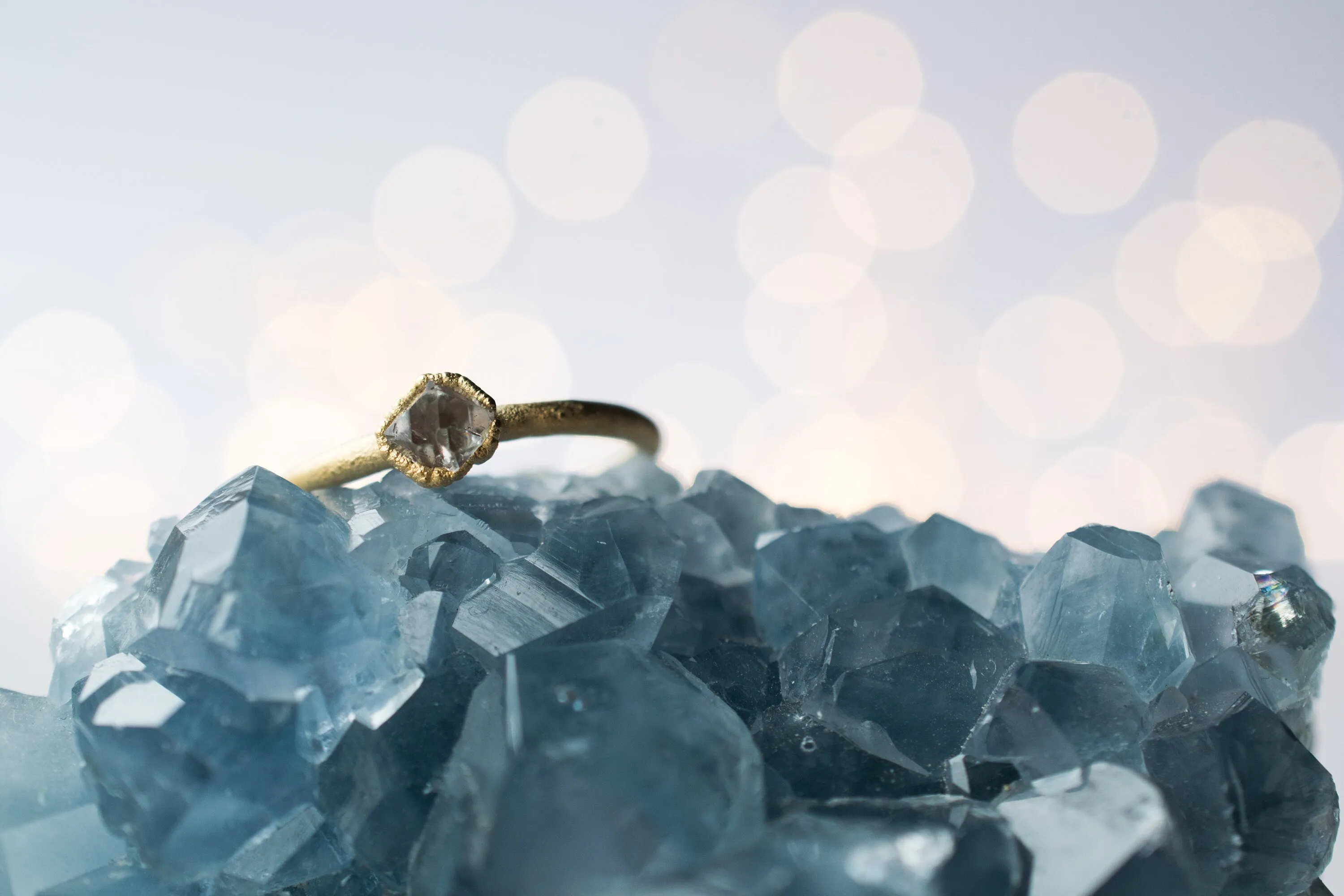 SALE Gold Crystal Ring | Herkimer diamond ring