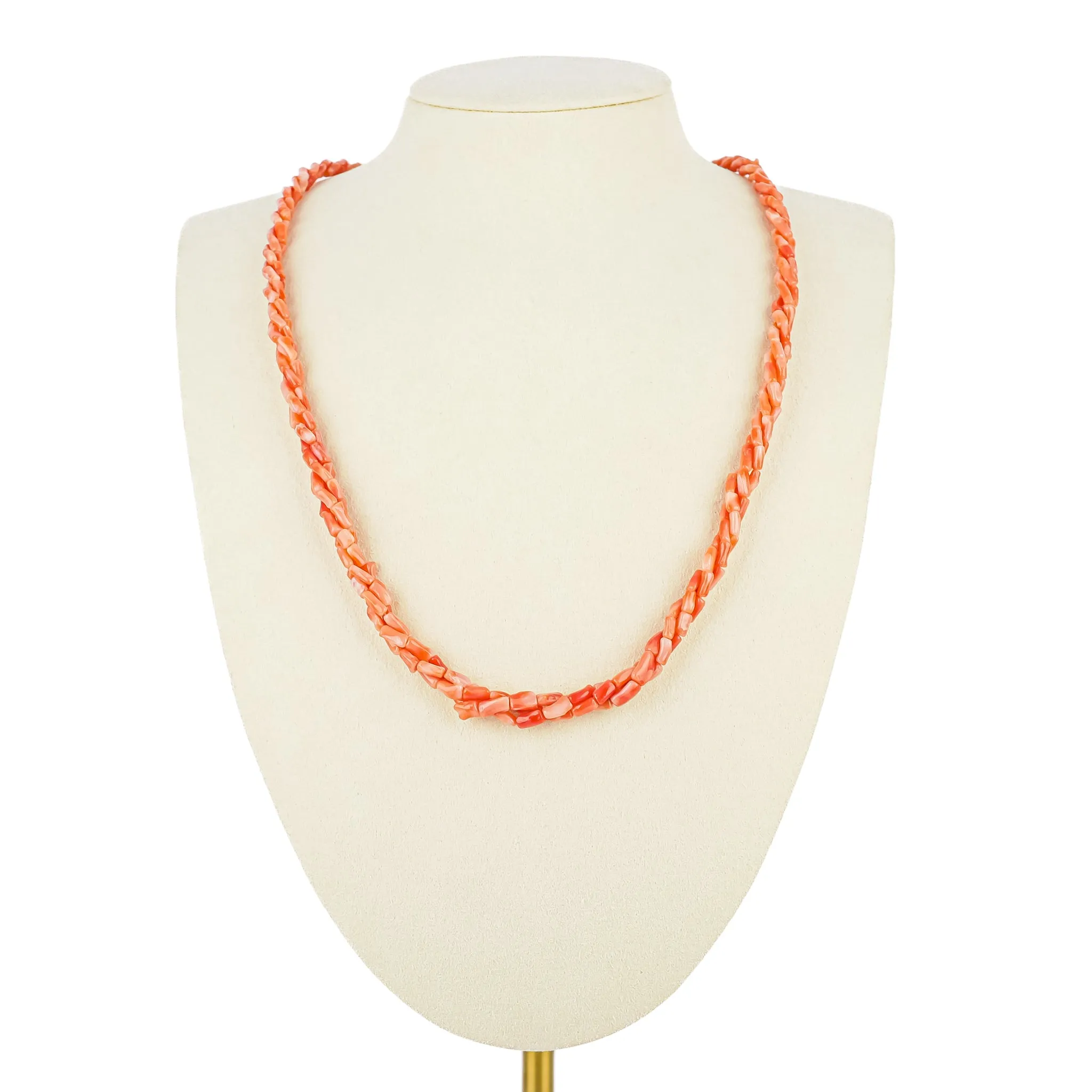 Salmon Coral 3 Strand Twisted Necklace