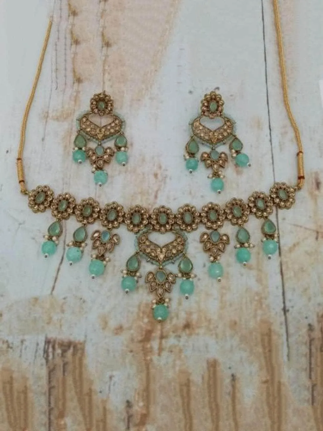 Semicircular Pendant Choker And Earring Set