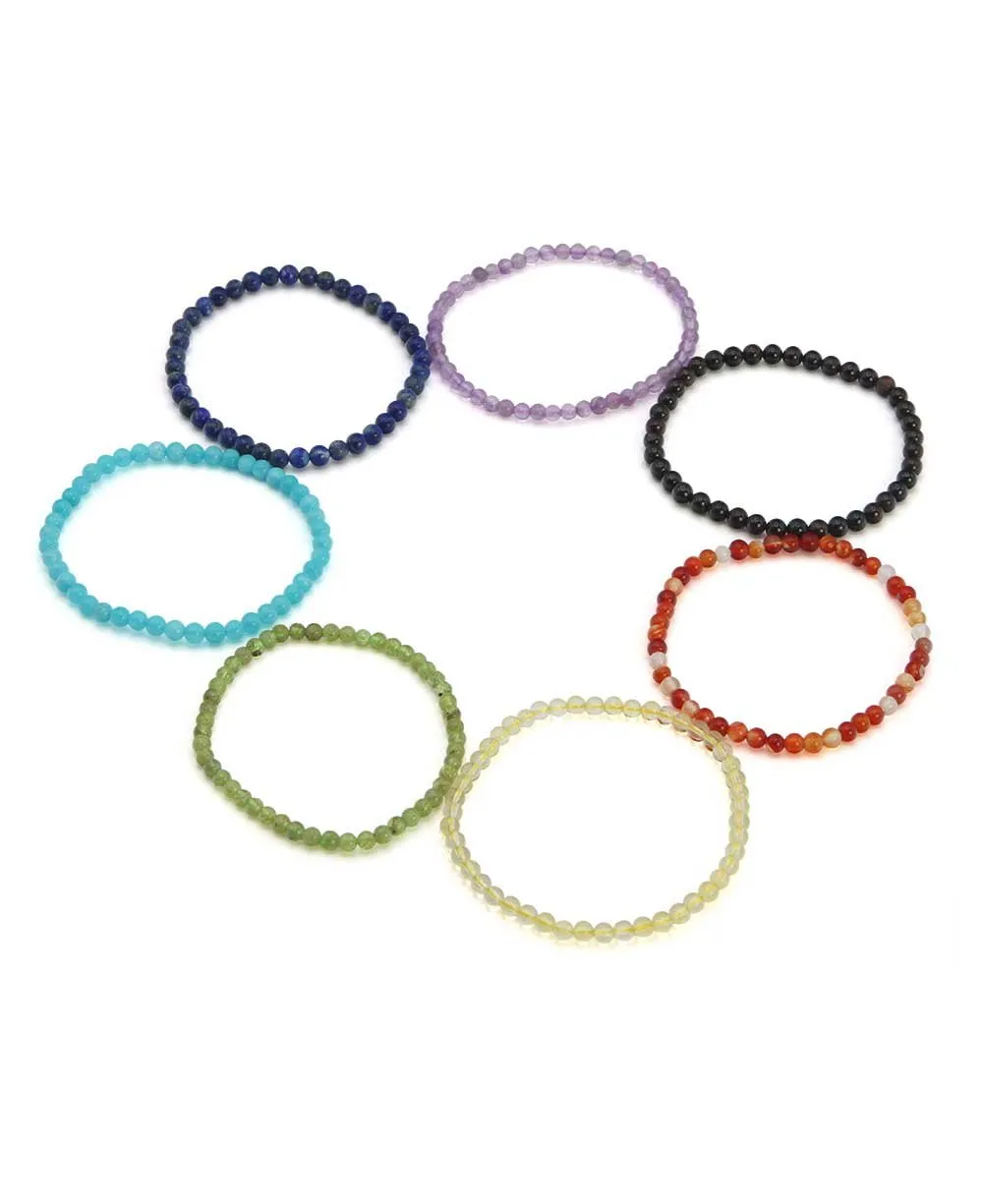 Set of 7 Chakra Energy Stretch Bracelets