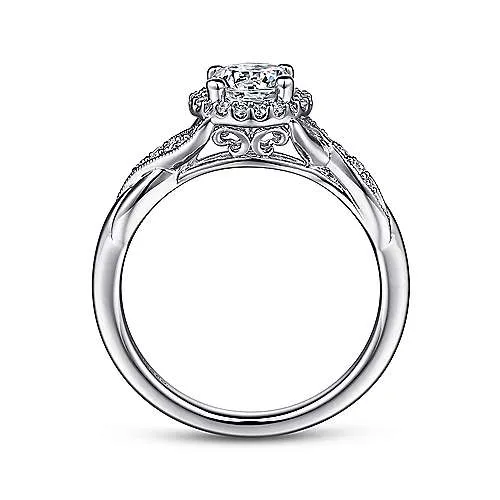 Shae - Vintage Inspired 14K White Gold Round Halo Diamond Engagement Ring