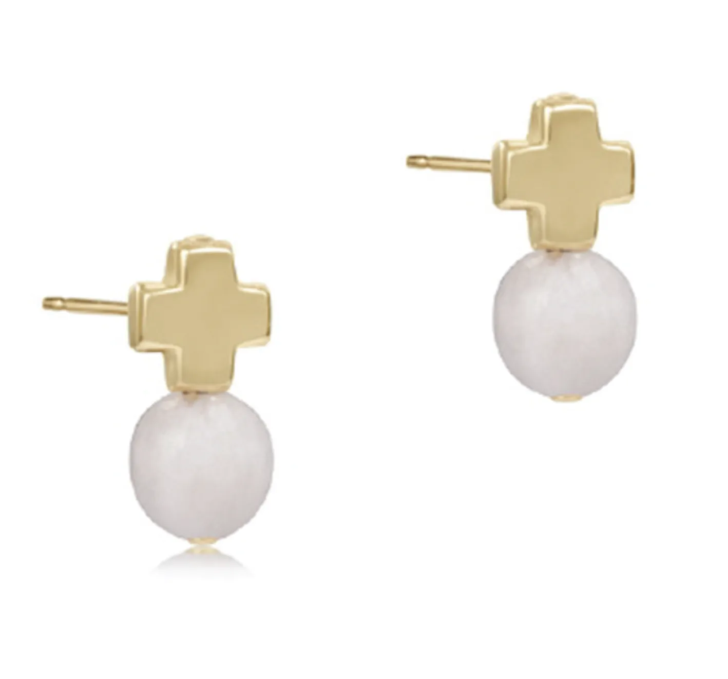 Signature Cross Gold Stud -Moonstone -by enewton