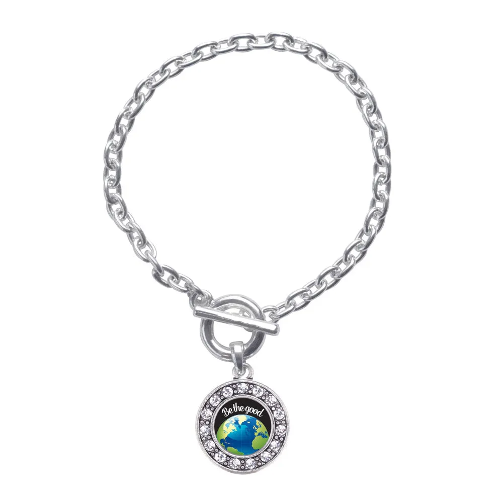 Silver Be The Good Circle Charm Toggle Bracelet