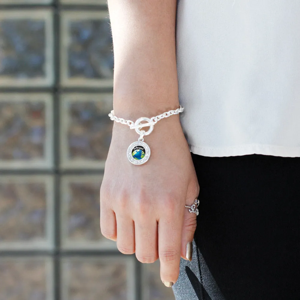 Silver Be The Good Circle Charm Toggle Bracelet