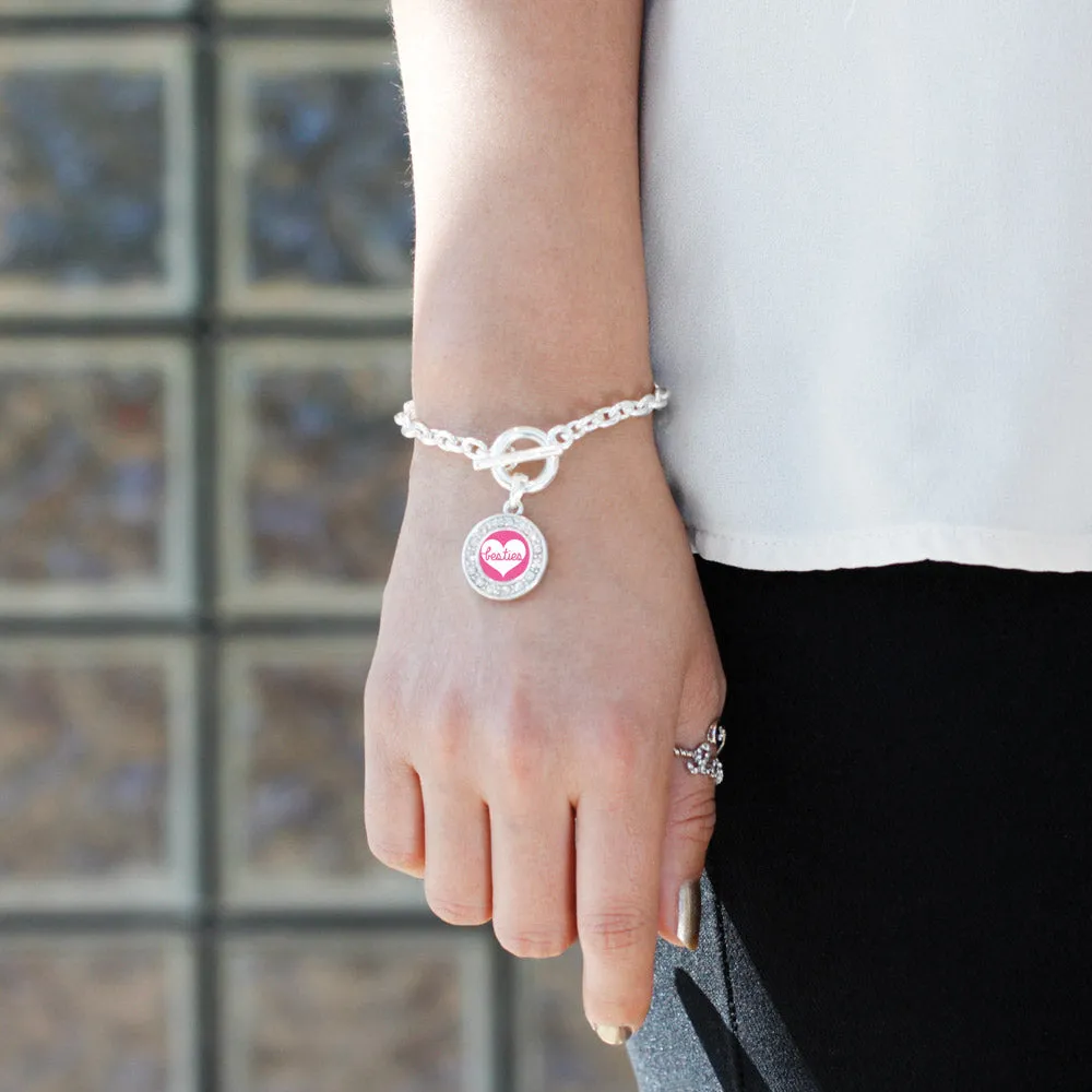 Silver Besties Circle Charm Toggle Bracelet