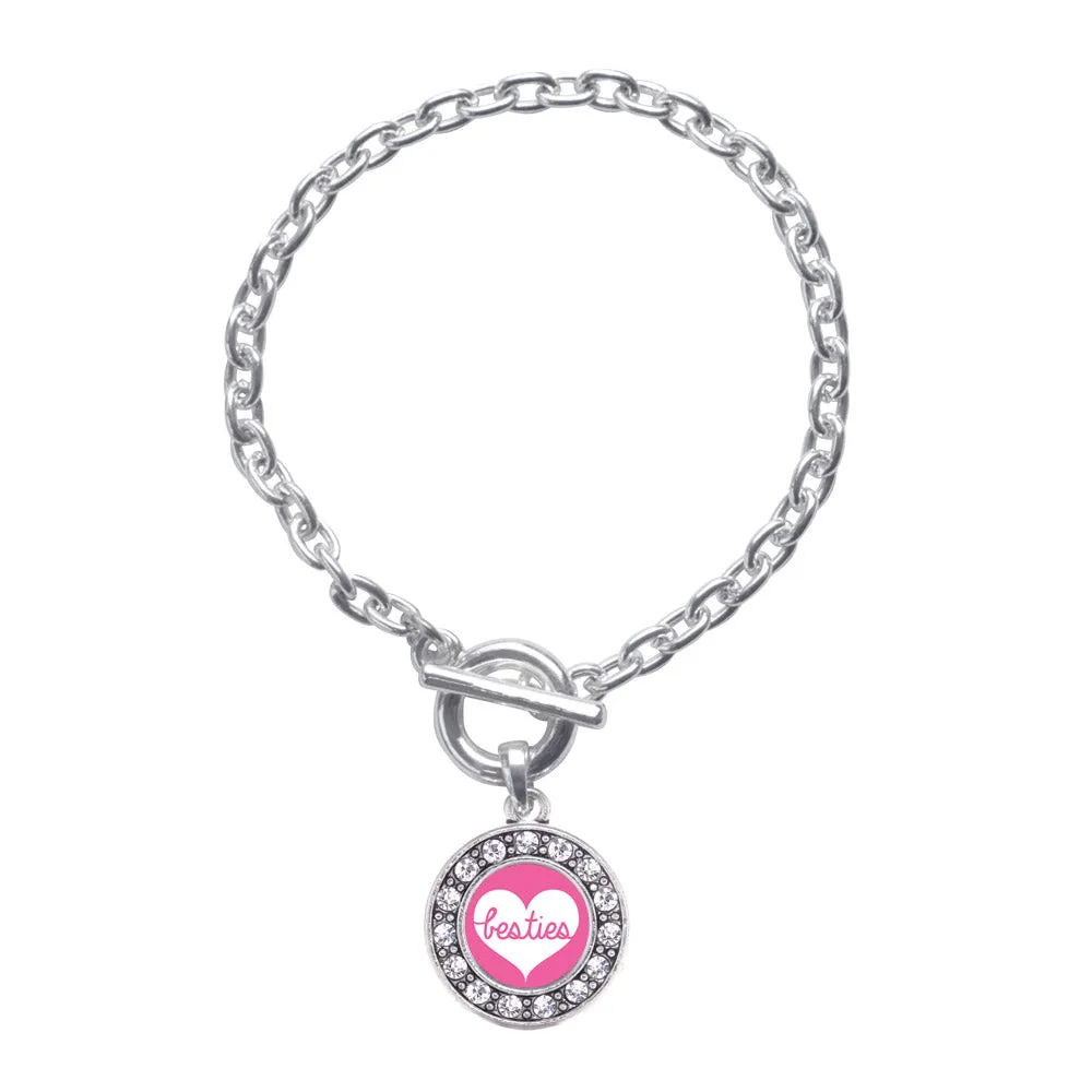 Silver Besties Circle Charm Toggle Bracelet