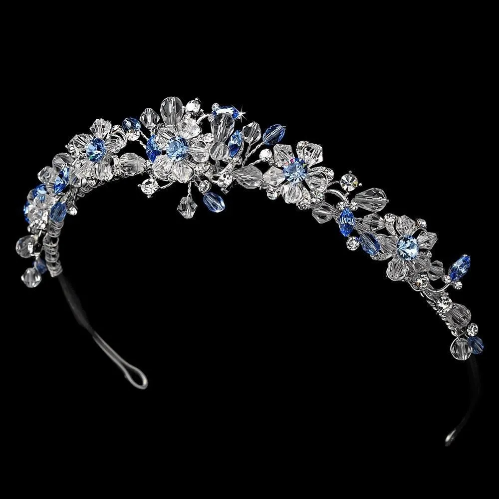 Silver Blue Swarovski Bridal Tiara