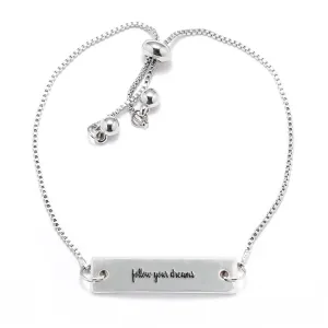 Silver Follow Your Dreams Adjustable Bar Bracelet