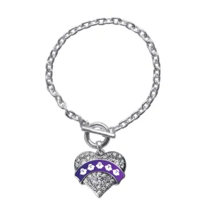 Silver Ghosts Pave Heart Charm Toggle Bracelet