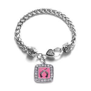 Silver Girls N' Guns Square Charm Braided Bracelet