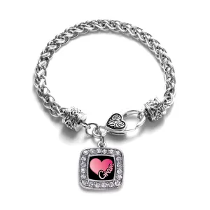 Silver Gram Square Charm Braided Bracelet