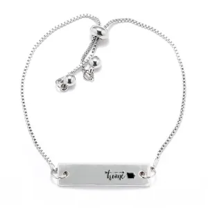 Silver Home is Iowa Adjustable Bar Bracelet