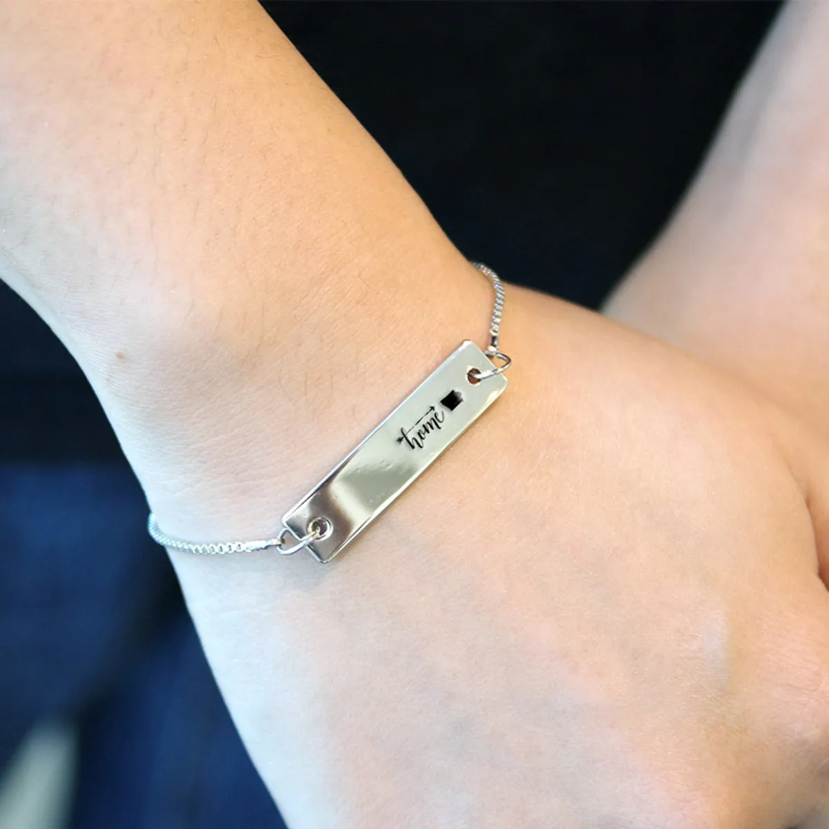 Silver Home is Iowa Adjustable Bar Bracelet