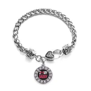 Silver I Love My Daddy Circle Charm Braided Bracelet