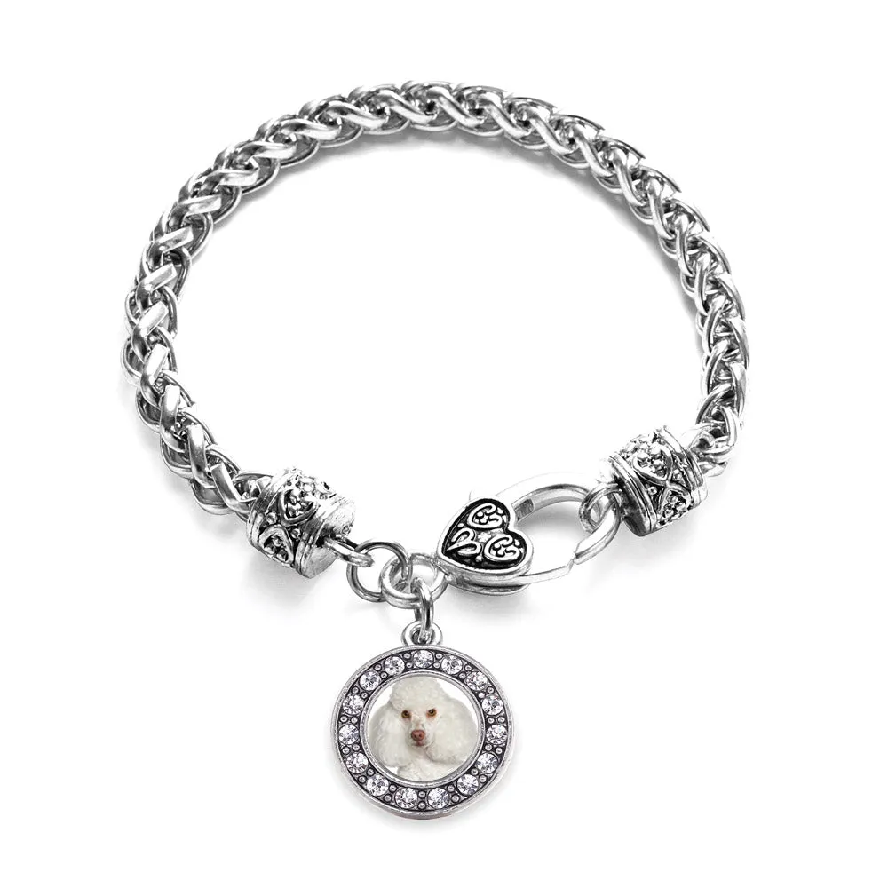 Silver I Love My Poodle Circle Charm Braided Bracelet