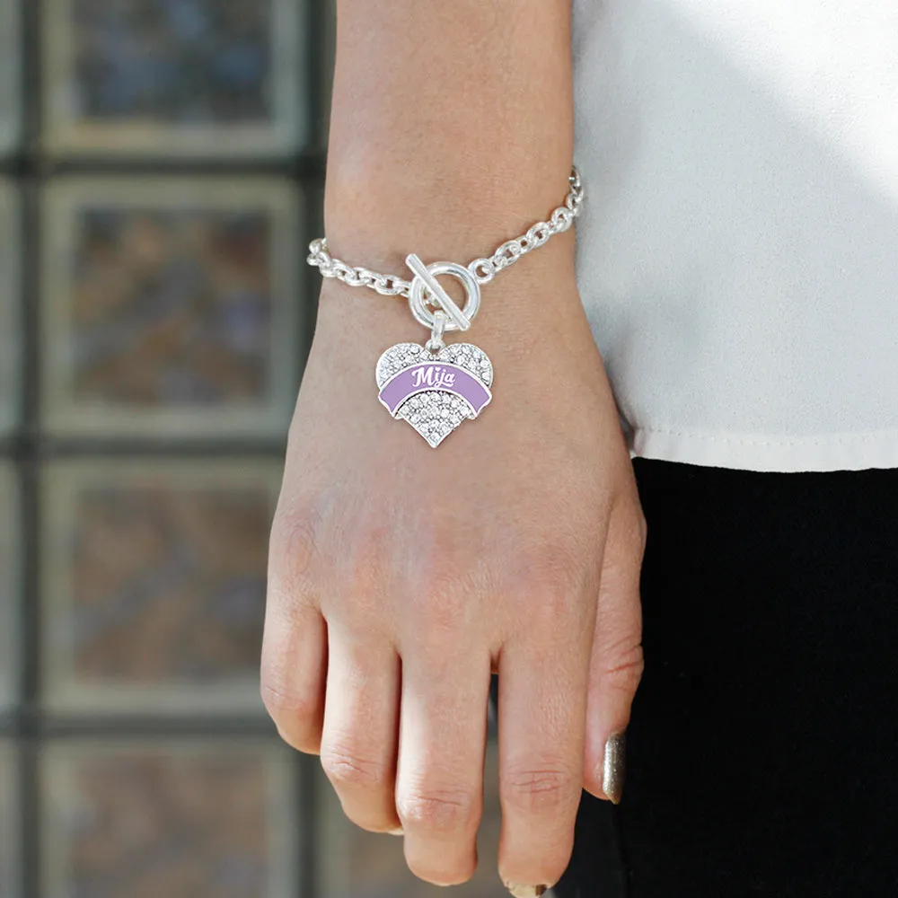 Silver Lavender Mija Pave Heart Charm Toggle Bracelet