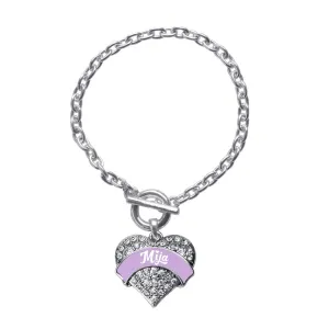 Silver Lavender Mija Pave Heart Charm Toggle Bracelet