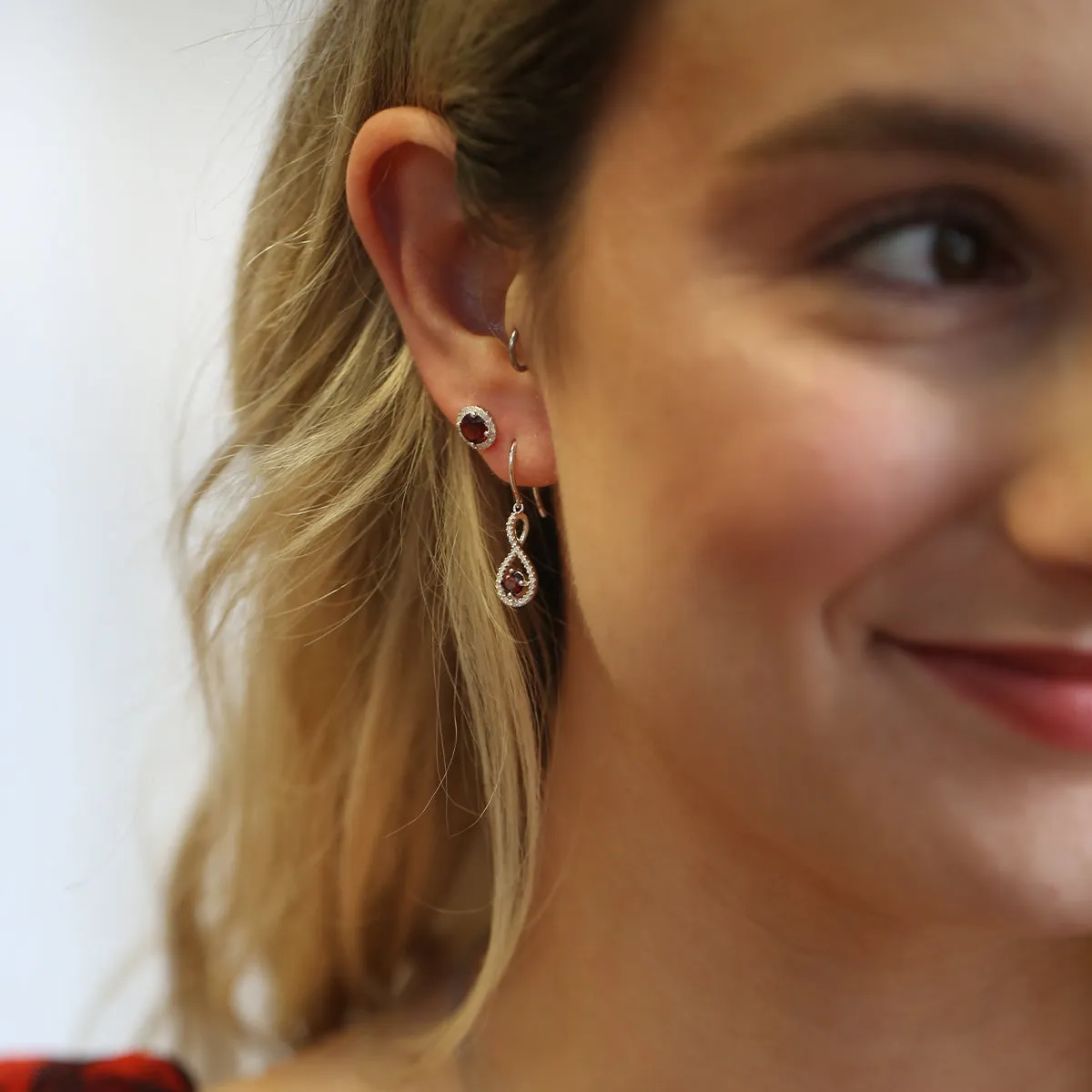 Silver Limitless Garnet & Diamond Drop Earrings