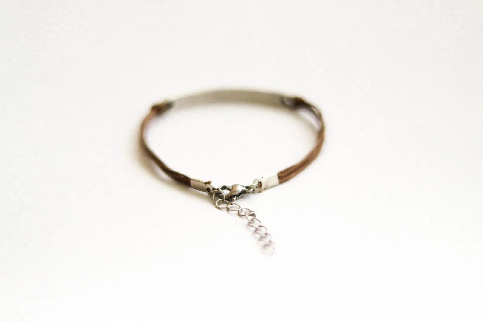 Silver Live the moment bracelet for women, brown cord, yoga jewelry, gift for her