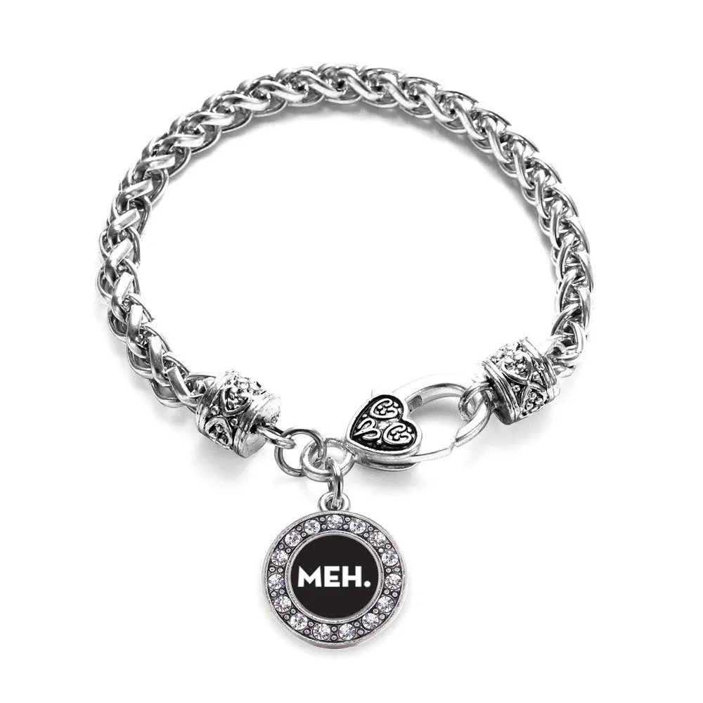 Silver Meh Circle Charm Braided Bracelet