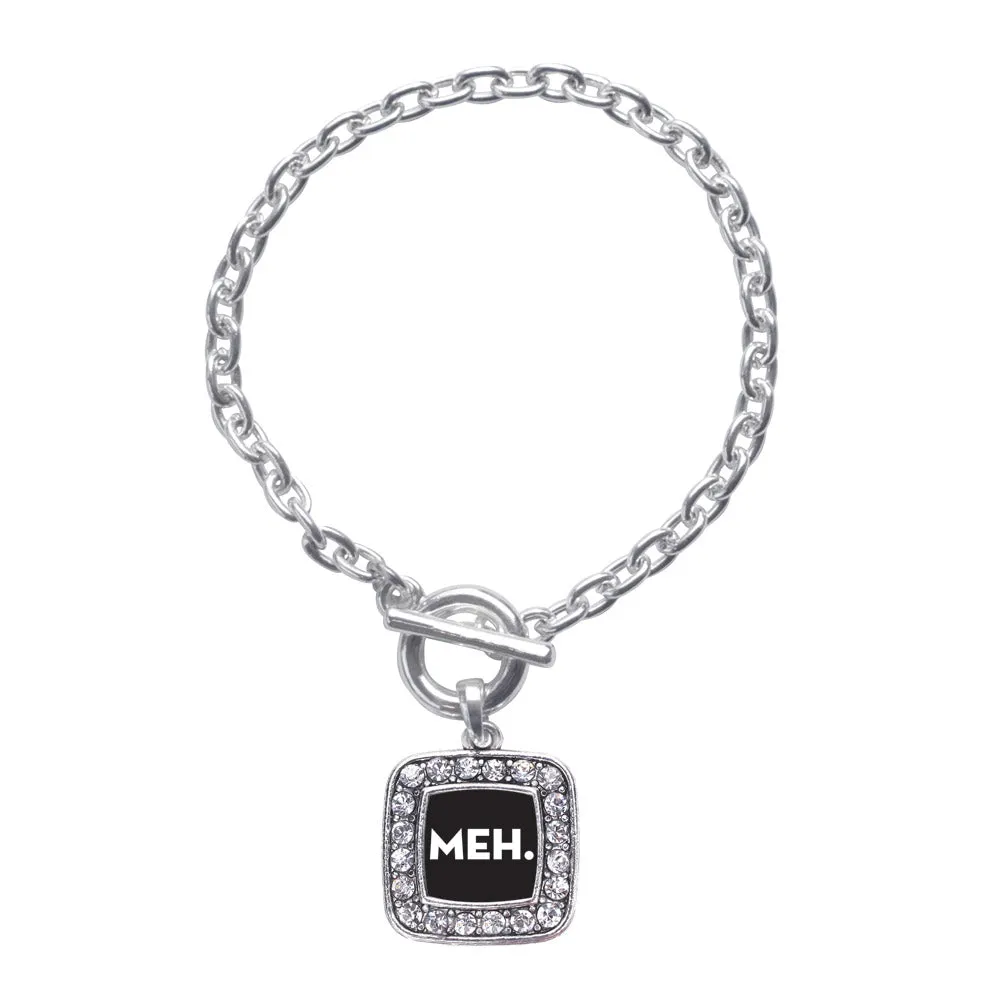 Silver Meh Square Charm Toggle Bracelet