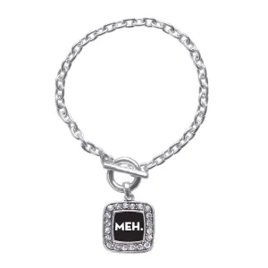 Silver Meh Square Charm Toggle Bracelet