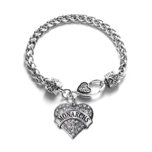 Silver Monarchs Pave Heart Charm Braided Bracelet